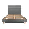 Sommeil De Plomb Lit avec tête de lit lignes tissu et sommier kit - Lit en bois massif