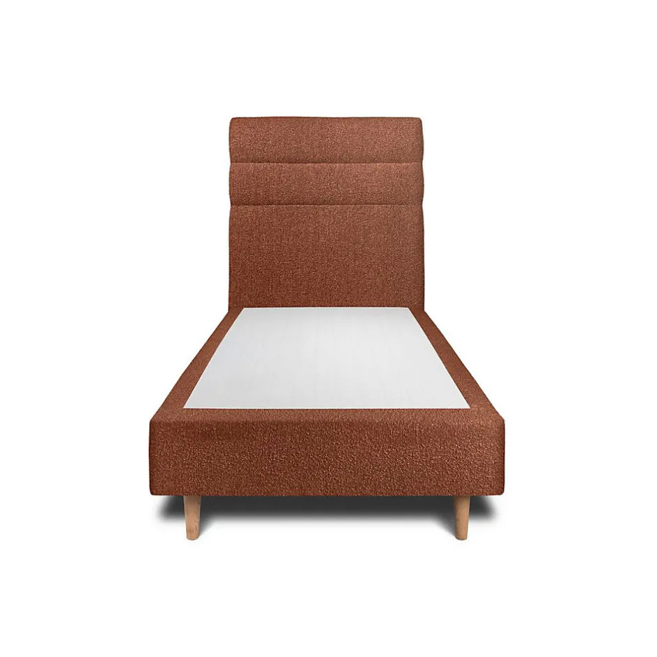 Sommeil De Plomb Lit avec tête de lit lignes bouclette et sommier tapissier - Lit en bois massif
