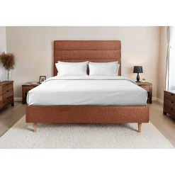 Sommeil De Plomb Lit avec tête de lit lignes bouclette et sommier tapissier - Lit en bois massif Clearance