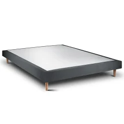 Sommeil De Plomb Lit avec tête de lit lignes velours et sommier tapissier - Lit en bois massif