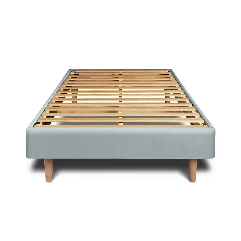 Sommeil De Plomb Lit avec tête de lit lignes velours et sommier kit - Lit en bois massif Hot