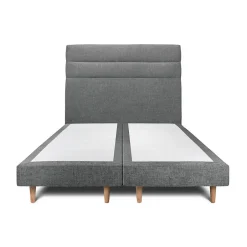 Sommeil De Plomb Lit avec tête de lit lignes tissu et sommier tapissier - Lit en bois massif Discount