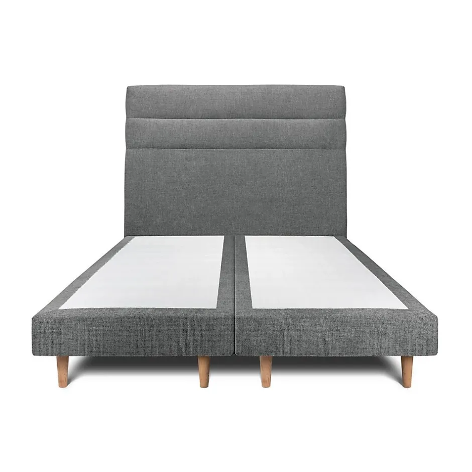 Sommeil De Plomb Lit avec tête de lit lignes tissu et sommier tapissier - Lit en bois massif Discount