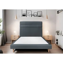 Sommeil De Plomb Lit avec tête de lit lignes velours et sommier tapissier - Lit en bois massif Best