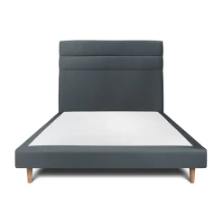 Sommeil De Plomb Lit avec tête de lit lignes velours et sommier tapissier - Lit en bois massif Best