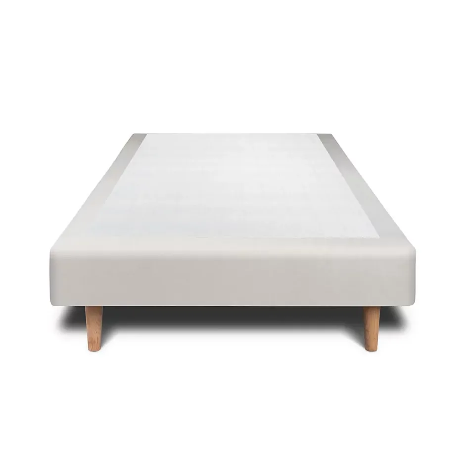 Sommeil De Plomb Lit avec tête de lit lignes velours et sommier tapissier - Lit en bois massif Outlet
