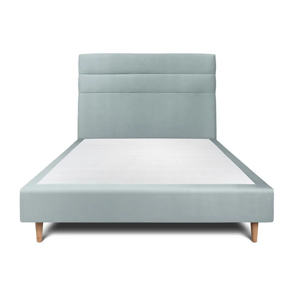 Sommeil De Plomb Lit avec tête de lit lignes velours et sommier tapissier - Lit en bois massif