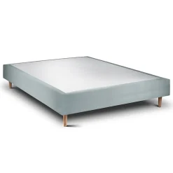 Sommeil De Plomb Lit avec tête de lit lignes velours et sommier tapissier - Lit en bois massif