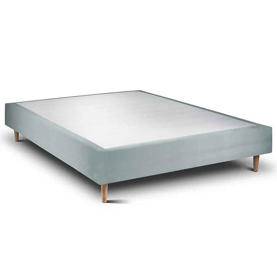 Sommeil De Plomb Lit avec tête de lit lignes velours et sommier tapissier - Lit en bois massif
