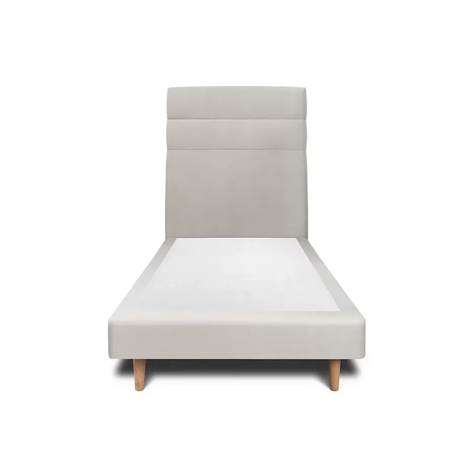Sommeil De Plomb Lit avec tête de lit lignes velours et sommier tapissier - Lit en bois massif Sale
