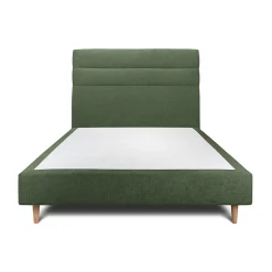 Sommeil De Plomb Lit avec tête de lit lignes tissu et sommier tapissier - Lit en bois massif