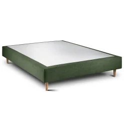 Sommeil De Plomb Lit avec tête de lit lignes tissu et sommier tapissier - Lit en bois massif