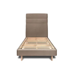 Sommeil De Plomb Lit avec tête de lit lignes velours et sommier kit - Lit en bois massif