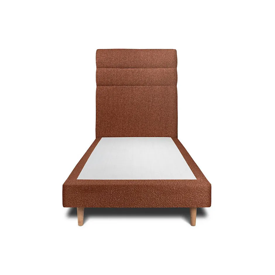 Sommeil De Plomb Lit avec tête de lit lignes bouclette et sommier tapissier - Lit en bois massif Outlet