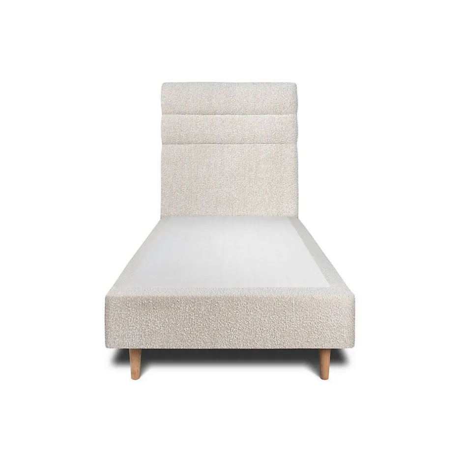 Sommeil De Plomb Lit avec tête de lit lignes bouclette et sommier tapissier - Lit en bois massif