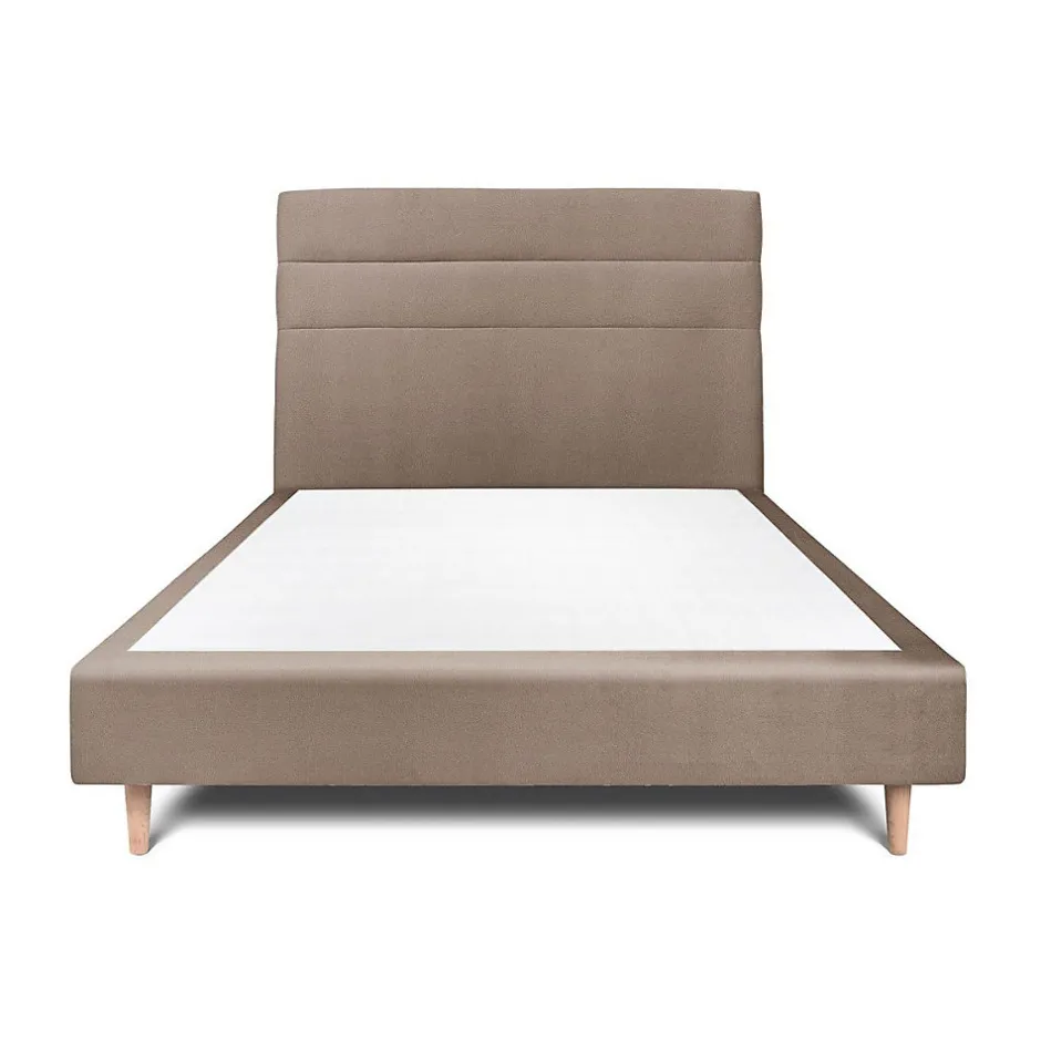 Sommeil De Plomb Lit avec tête de lit lignes velours et sommier tapissier - Lit en bois massif