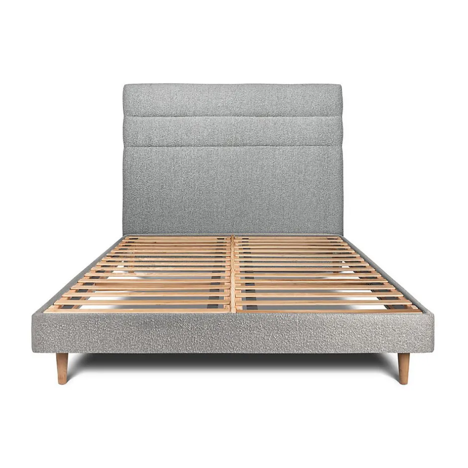 Sommeil De Plomb Lit avec tête de lit lignes bouclette et sommier kit - Lit en bois massif New
