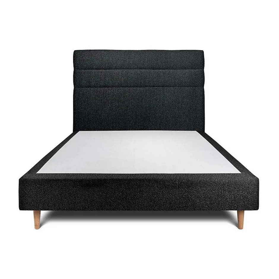 Sommeil De Plomb Lit avec tête de lit lignes bouclette et sommier tapissier - Lit en bois massif Hot