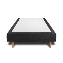 Sommeil De Plomb Lit avec tête de lit lignes tissu et sommier tapissier - Lit en bois massif