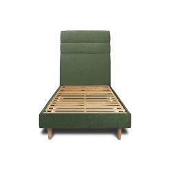Sommeil De Plomb Lit avec tête de lit lignes tissu et sommier kit - Lit en bois massif