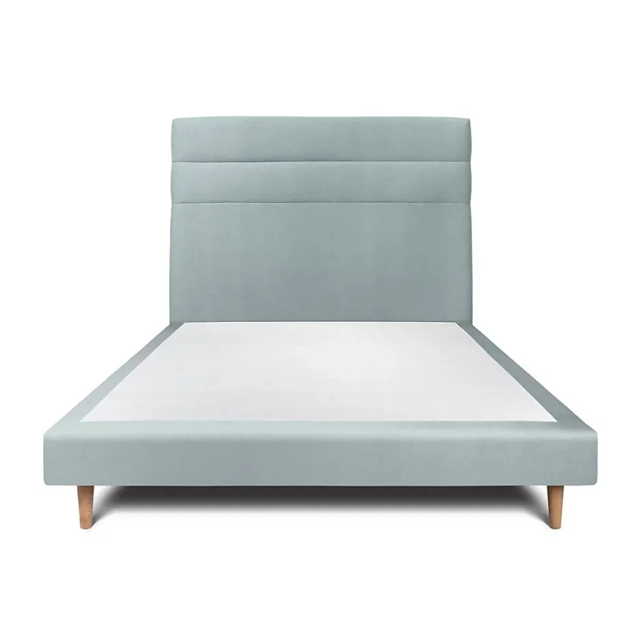 Sommeil De Plomb Lit avec tête de lit lignes velours et sommier tapissier - Lit en bois massif Best