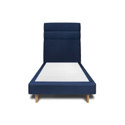 Sommeil De Plomb Lit avec tête de lit lignes velours et sommier tapissier - Lit en bois massif