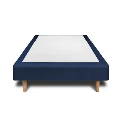 Sommeil De Plomb Lit avec tête de lit lignes velours et sommier tapissier - Lit en bois massif