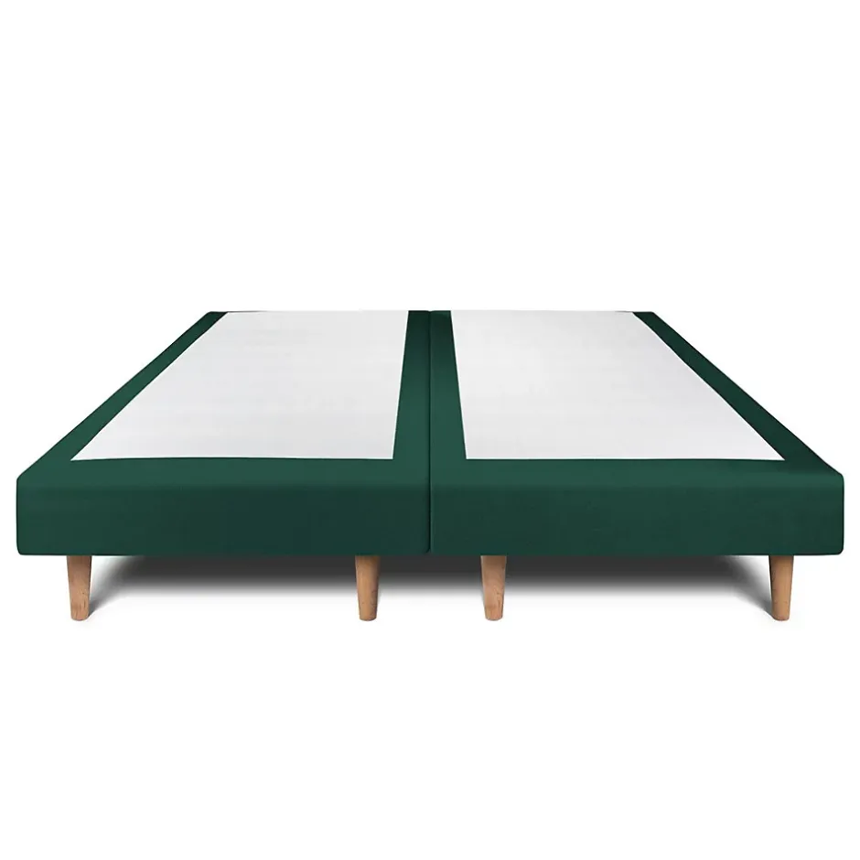 Sommeil De Plomb Lit avec tête de lit lignes velours et sommier tapissier - Lit en bois massif New