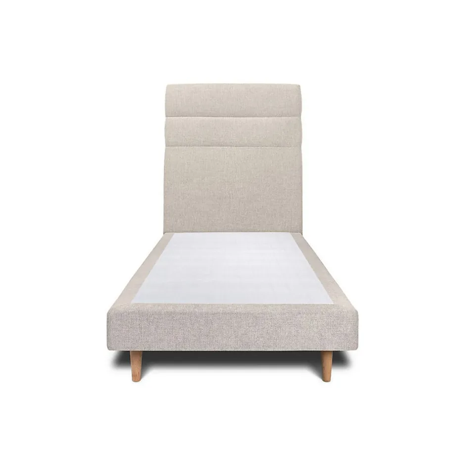 Sommeil De Plomb Lit avec tête de lit lignes tissu et sommier tapissier - Lit en bois massif