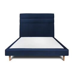 Sommeil De Plomb Lit avec tête de lit lignes velours et sommier tapissier - Lit en bois massif