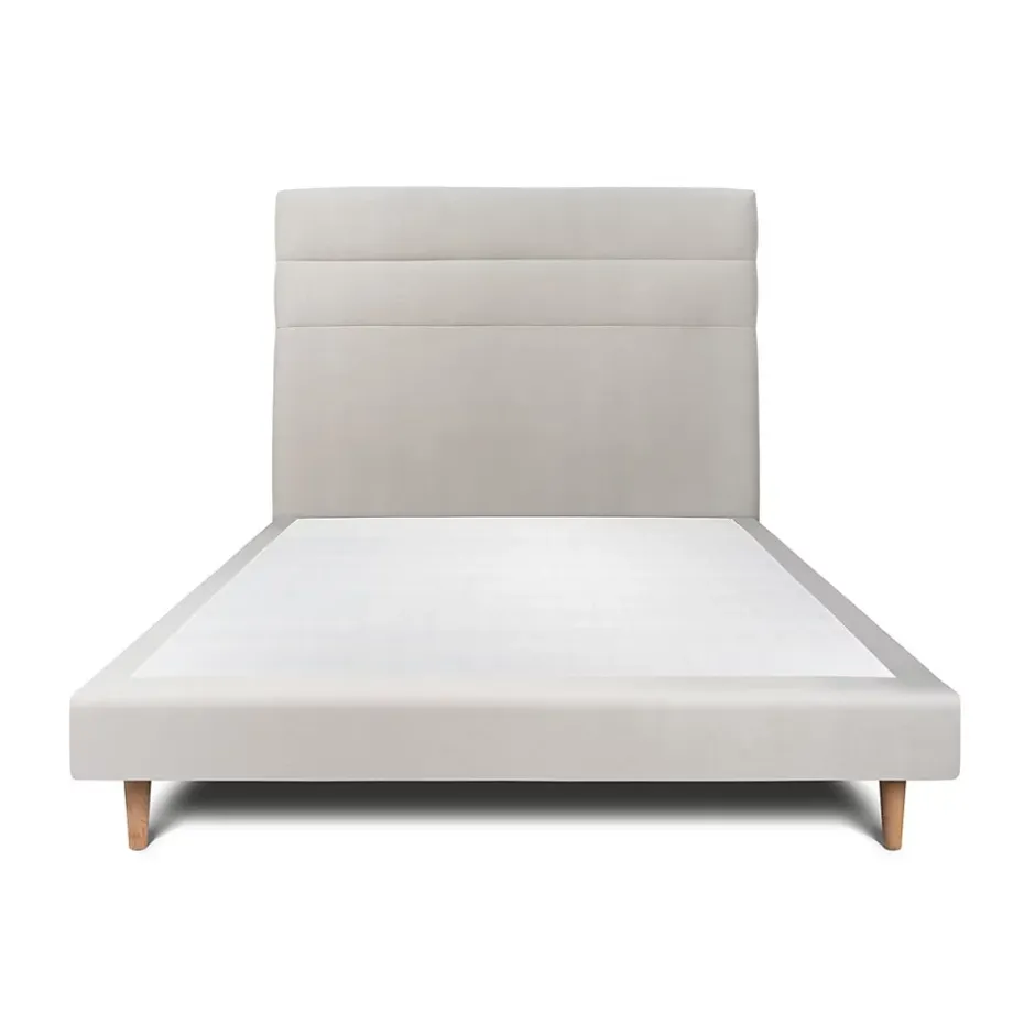 Sommeil De Plomb Lit avec tête de lit lignes velours et sommier tapissier - Lit en bois massif Clearance
