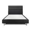 Sommeil De Plomb Lit avec tête de lit lignes tissu et sommier tapissier - Lit en bois massif