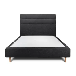 Sommeil De Plomb Lit avec tête de lit lignes tissu et sommier tapissier - Lit en bois massif