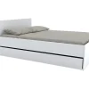Vente-unique Lit avec tête de lit rangements et tiroirs 160 x 200 cm - Blanc - EUGENE Sale