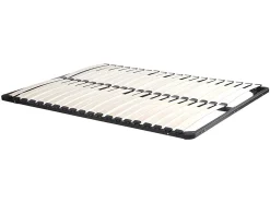 Vente-unique Lit avec tête de lit rangements et tiroirs - 140 x 190 cm - Coloris : Naturel et blanc + Sommier - LEANDRE Best