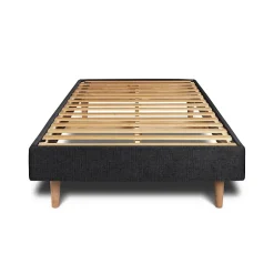 Sommeil De Plomb Lit avec tête de lit tapissier tissu et sommier kit - Lit en bois massif Clearance