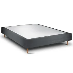 Sommeil De Plomb Lit avec tête de lit tapissier velours et sommier tapissier - Lit en bois massif