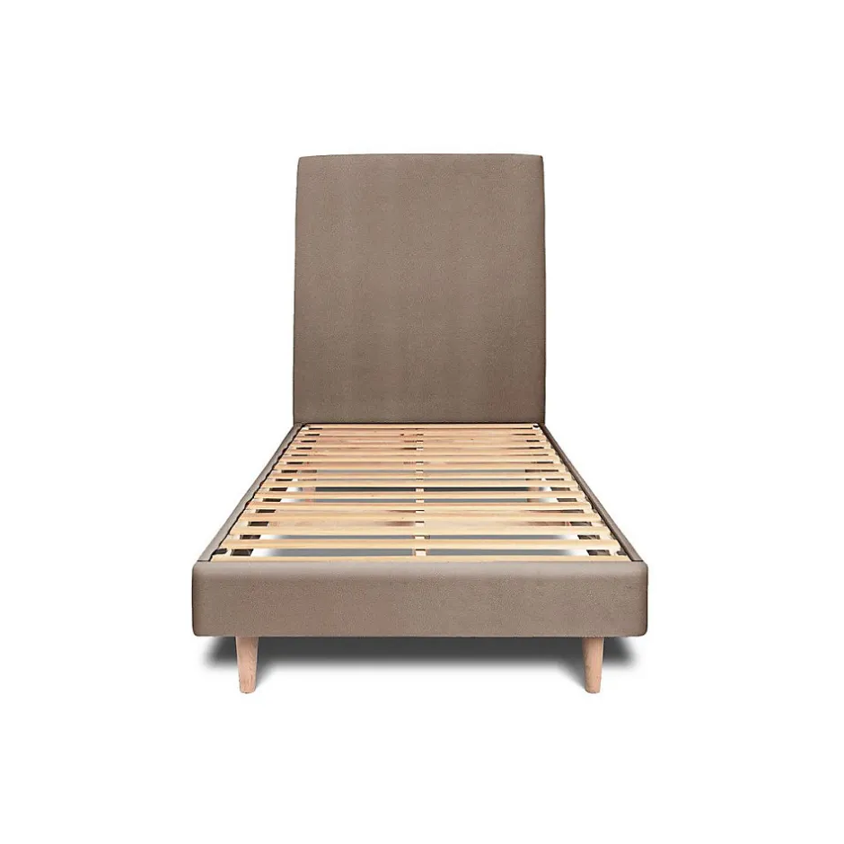 Sommeil De Plomb Lit avec tête de lit tapissier velours et sommier kit - Lit en bois massif
