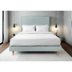 Sommeil De Plomb Lit avec tête de lit tapissier velours et sommier kit - Lit en bois massif Sale