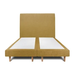 Sommeil De Plomb Lit avec tête de lit tapissier tissu et sommier tapissier - Lit en bois massif