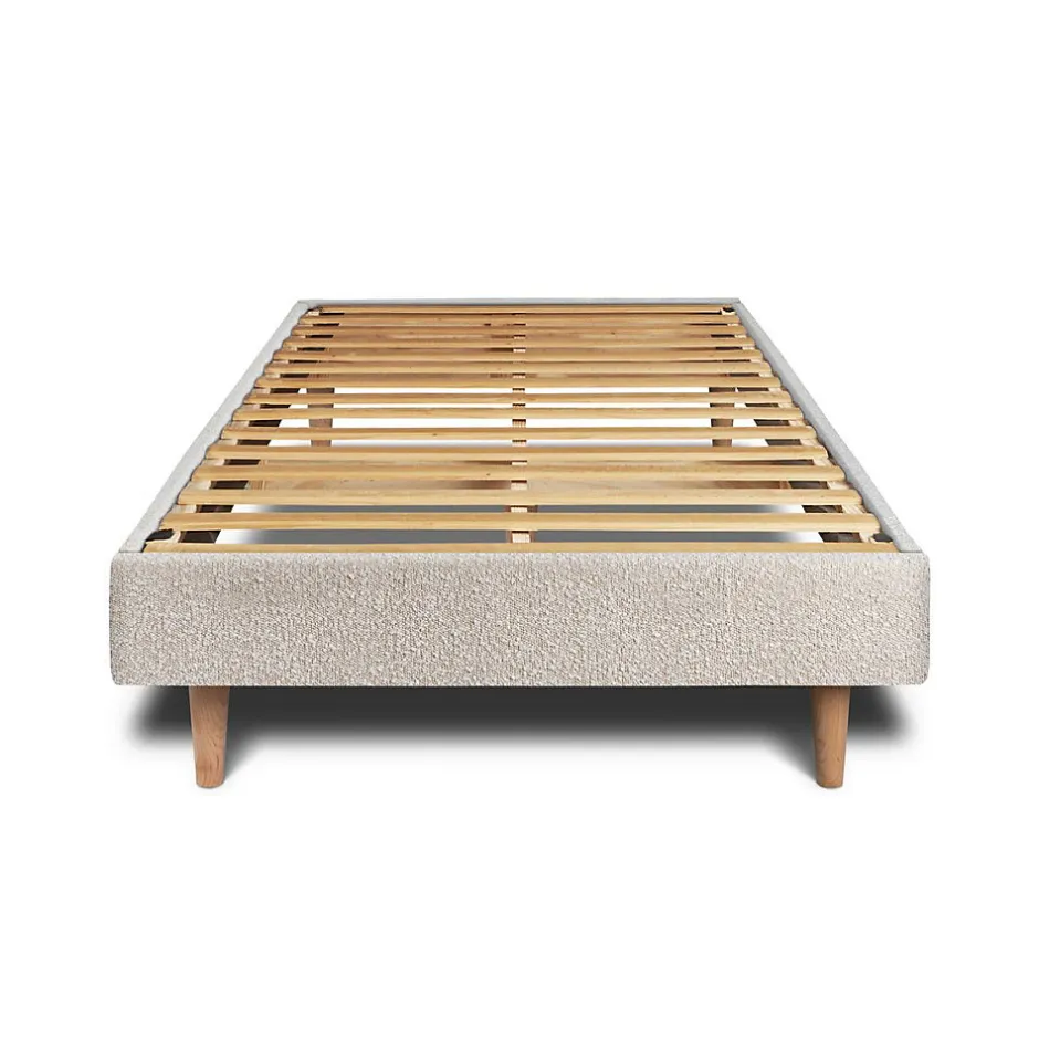 Sommeil De Plomb Lit avec tête de lit tapissier bouclette et sommier kit - Lit en bois massif