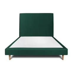 Sommeil De Plomb Lit avec tête de lit tapissier velours et sommier tapissier - Lit en bois massif Online