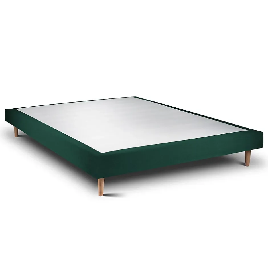 Sommeil De Plomb Lit avec tête de lit tapissier velours et sommier tapissier - Lit en bois massif Online