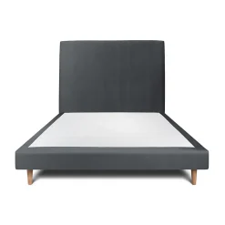 Sommeil De Plomb Lit avec tête de lit tapissier velours et sommier tapissier - Lit en bois massif