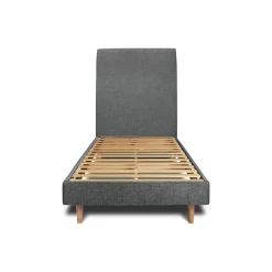 Sommeil De Plomb Lit avec tête de lit tapissier tissu et sommier kit - Lit en bois massif