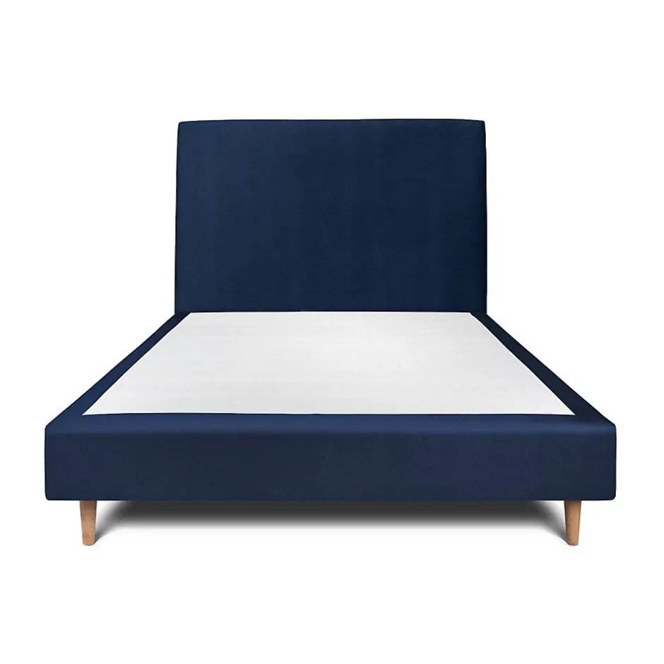 Sommeil De Plomb Lit avec tête de lit tapissier velours et sommier tapissier - Lit en bois massif Discount