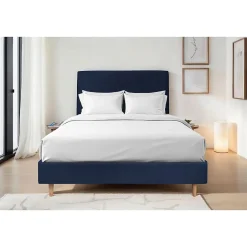 Sommeil De Plomb Lit avec tête de lit tapissier velours et sommier tapissier - Lit en bois massif Discount