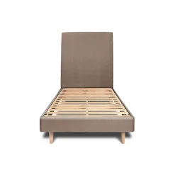Sommeil De Plomb Lit avec tête de lit tapissier velours et sommier kit - Lit en bois massif