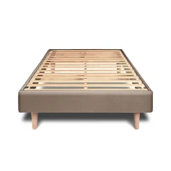 Sommeil De Plomb Lit avec tête de lit tapissier velours et sommier kit - Lit en bois massif