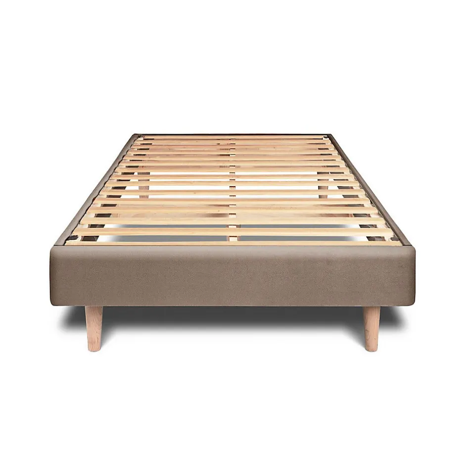 Sommeil De Plomb Lit avec tête de lit tapissier velours et sommier kit - Lit en bois massif